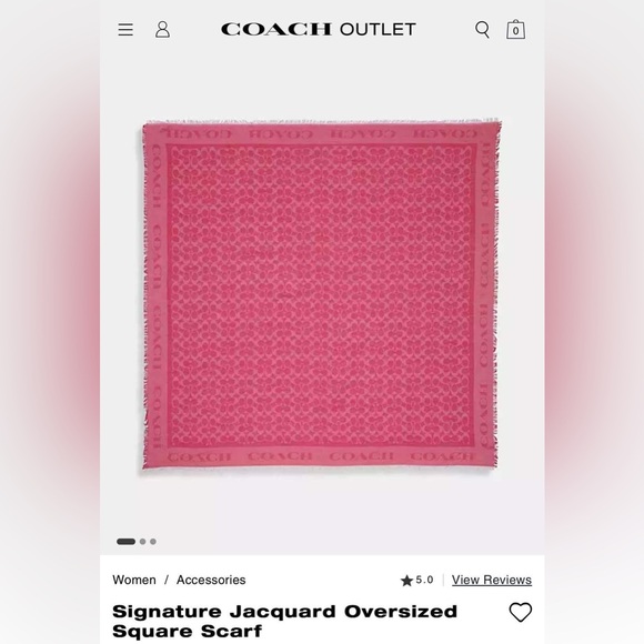 $129 Coach Signature Jacquard Oversized Square Scarf - Picture 3 of 5